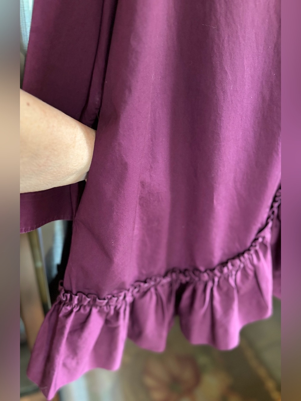 COS Ruffled A-Line Minimalist Avant Garde Jewel Tone Party Shift Mini Dress Sz S - Picture 6 of 7